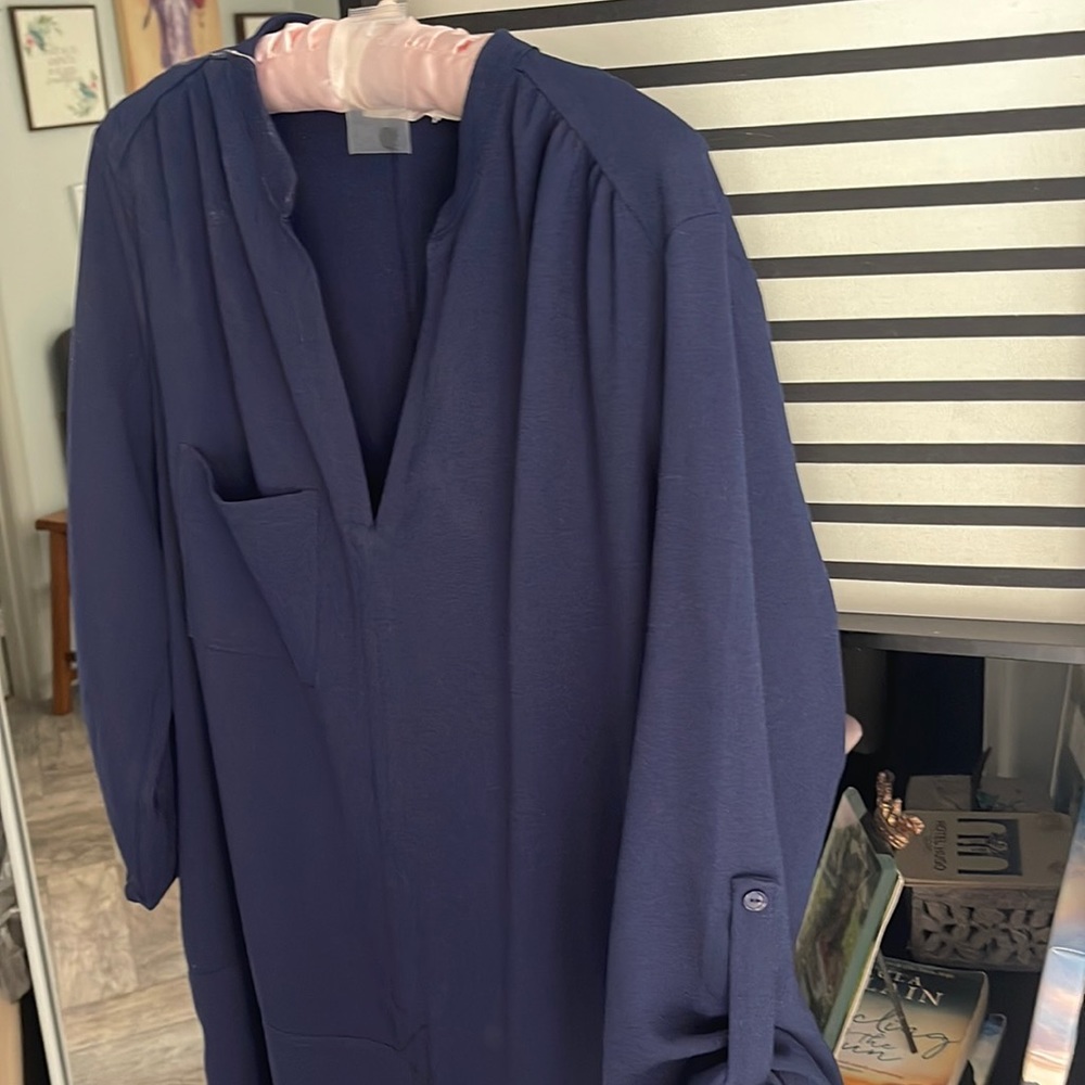 Brand new navy dress arms button up